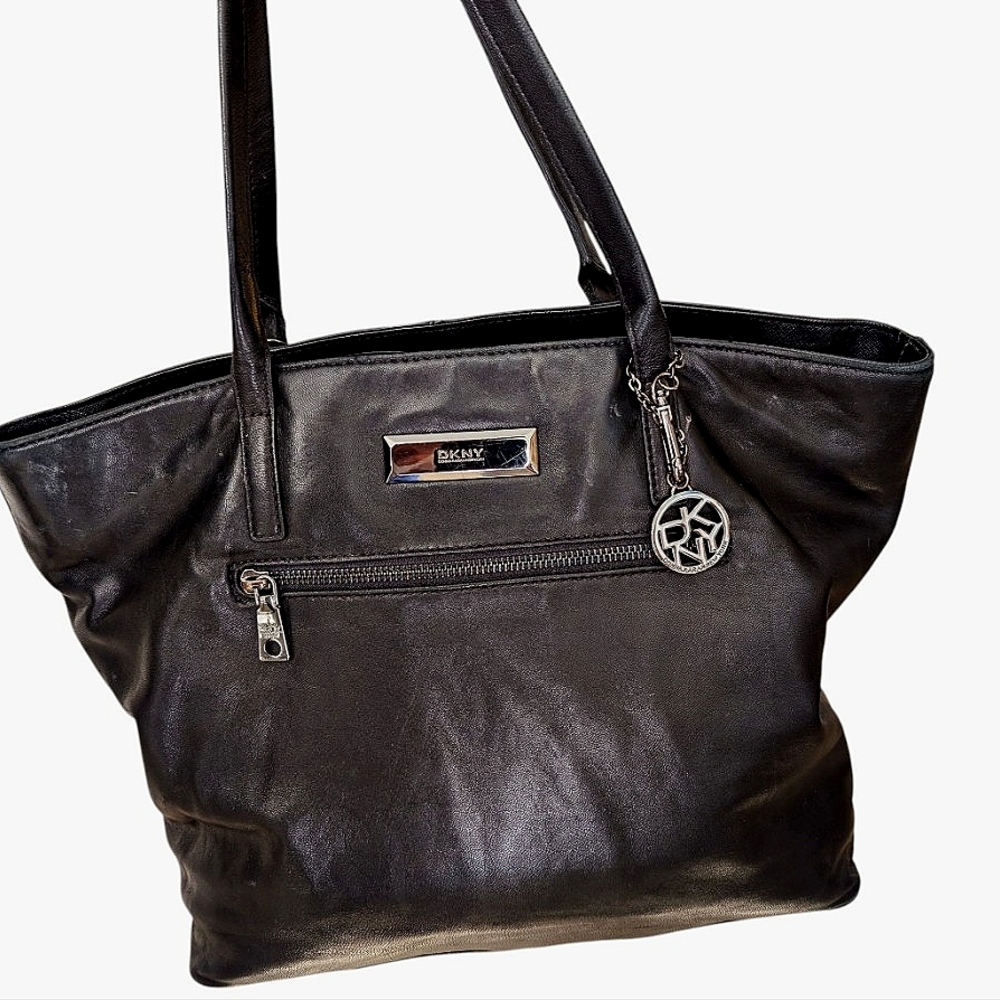 DKNY Donna Karan Black Soft Leather Tote Bag